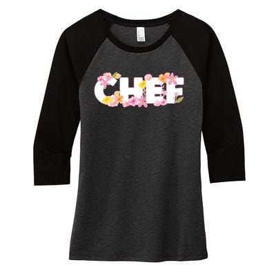 Chef Spring Floral Women's Tri-Blend 3/4-Sleeve Raglan Shirt