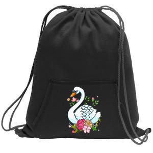 Cool Swan For   Swans Floral Waterfowl Bird Flower Sweatshirt Cinch Pack Bag