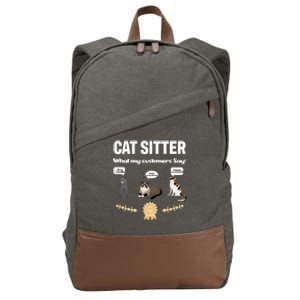 Cat Sitter Funny Cat Breeds What My Customers Say About Me Gift Cotton Canvas Backpack