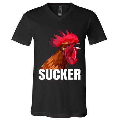 Cock Sucker Funny Rooster Joke V-Neck T-Shirt