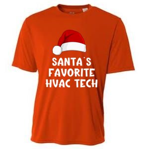 Christmas SantaS Favorite Hvac Tech Funny Pajama Technician Cute Gift Cooling Performance Crew T-Shirt