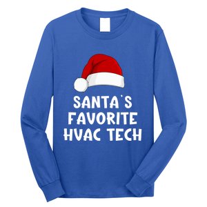 Christmas SantaS Favorite Hvac Tech Funny Pajama Technician Cute Gift Long Sleeve Shirt