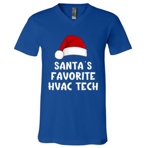 Christmas SantaS Favorite Hvac Tech Funny Pajama Technician Cute Gift V-Neck T-Shirt