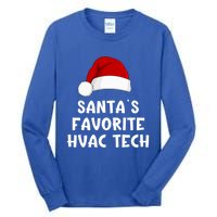 Christmas SantaS Favorite Hvac Tech Funny Pajama Technician Cute Gift Tall Long Sleeve T-Shirt