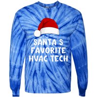 Christmas SantaS Favorite Hvac Tech Funny Pajama Technician Cute Gift Tie-Dye Long Sleeve Shirt