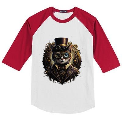 Cat Steampunk Fashion Vintage Victorian Style Kids Colorblock Raglan Jersey