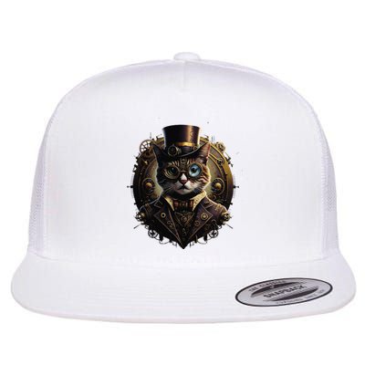 Cat Steampunk Fashion Vintage Victorian Style Flat Bill Trucker Hat