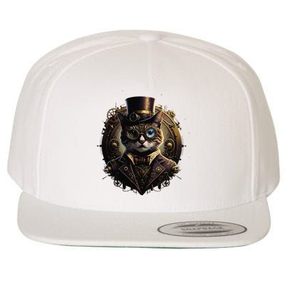 Cat Steampunk Fashion Vintage Victorian Style Wool Snapback Cap