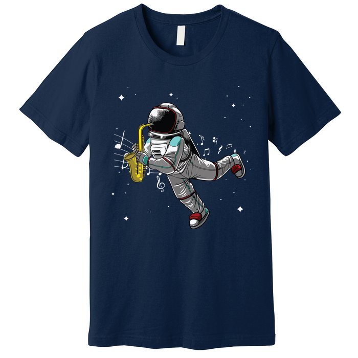 Cool Saxophone For Men Women Astronaut Jazz Musician Players Premium T-Shirt