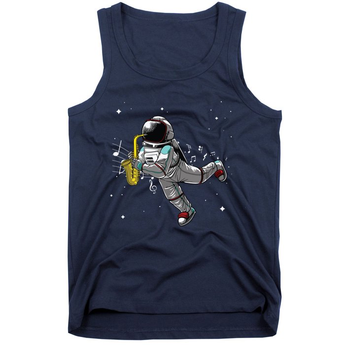 Cool Saxophone For Men Women Astronaut Jazz Musician Players Tank Top