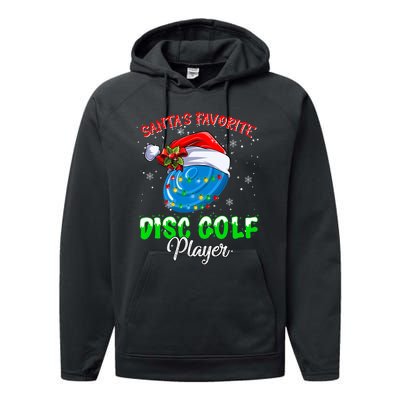 Cute Santa's Favorite Disc Golf Player Fun Christmas Pajama Performance Fleece Hoodie