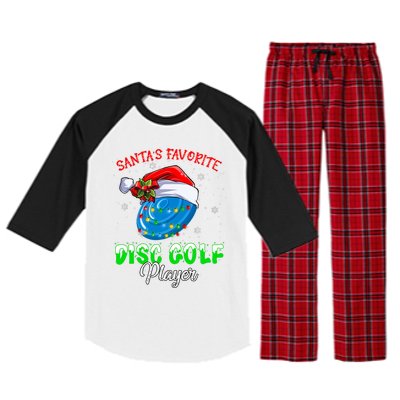 Cute Santa's Favorite Disc Golf Player Fun Christmas Pajama Raglan Sleeve Pajama Set