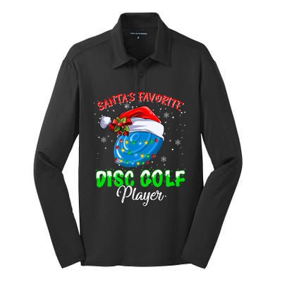 Cute Santa's Favorite Disc Golf Player Fun Christmas Pajama Silk Touch Performance Long Sleeve Polo