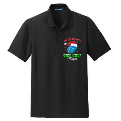 Cute Santa's Favorite Disc Golf Player Fun Christmas Pajama Dry Zone Grid Polo