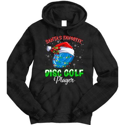 Cute Santa's Favorite Disc Golf Player Fun Christmas Pajama Tie Dye Hoodie