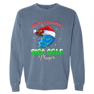 Cute Santa's Favorite Disc Golf Player Fun Christmas Pajama Garment-Dyed Sweatshirt