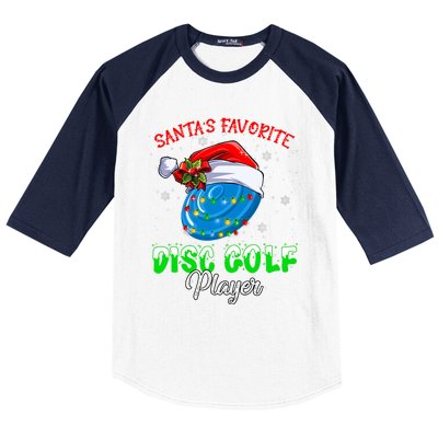 Cute Santa's Favorite Disc Golf Player Fun Christmas Pajama Baseball Sleeve Shirt