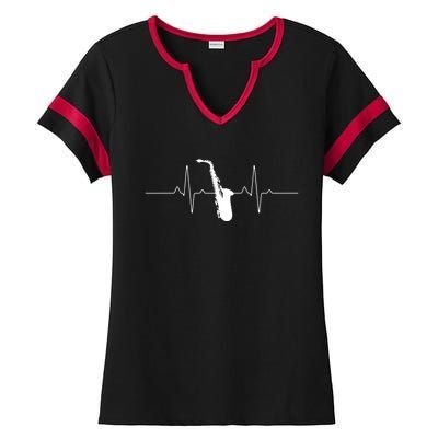 Cool Saxophone For Men Women Jazz Blues Music Band Heartbeat Ladies Halftime Notch Neck Tee