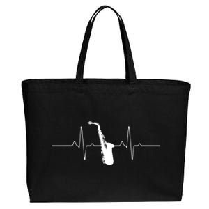 Cool Saxophone For Men Women Jazz Blues Music Band Heartbeat Cotton Canvas Jumbo Tote