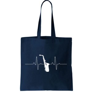 Cool Saxophone For Men Women Jazz Blues Music Band Heartbeat Tote Bag