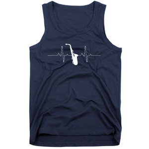 Cool Saxophone For Men Women Jazz Blues Music Band Heartbeat Tank Top