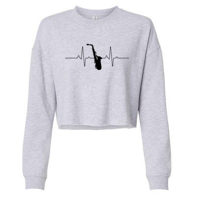 Cool Saxophone For Men Women Jazz Blues Music Band Heartbeat Cropped Pullover Crew