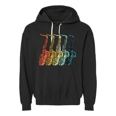 Cool Saxophone For Men Women Vintage Saxophone Player Garment-Dyed Fleece Hoodie