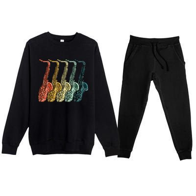 Cool Saxophone For Men Women Vintage Saxophone Player Premium Crewneck Sweatsuit Set