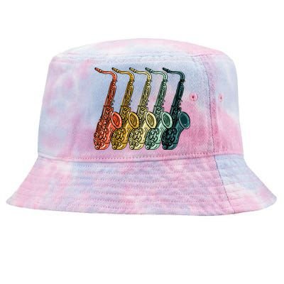 Cool Saxophone For Men Women Vintage Saxophone Player Tie-Dyed Bucket Hat