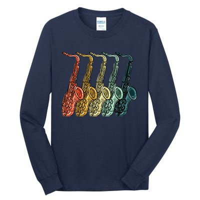 Cool Saxophone For Men Women Vintage Saxophone Player Tall Long Sleeve T-Shirt