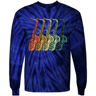 Cool Saxophone For Men Women Vintage Saxophone Player Tie-Dye Long Sleeve Shirt