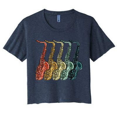 Cool Saxophone For Men Women Vintage Saxophone Player Crop Top