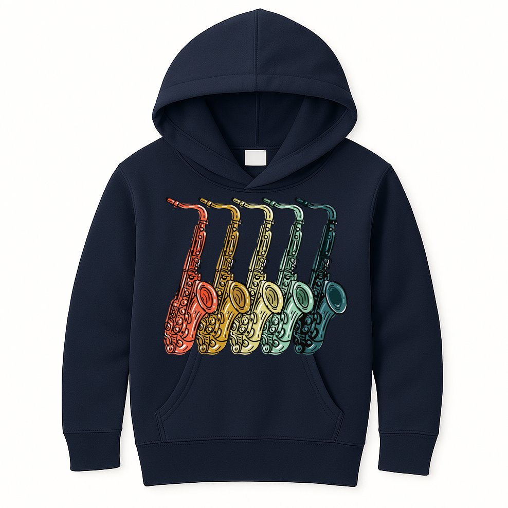 Cool Saxophone For Men Women Vintage Saxophone Player Kids Hoodie