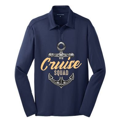 Cruise Squad Funny Cruising Ship Vacation Matching Cute Silk Touch Performance Long Sleeve Polo