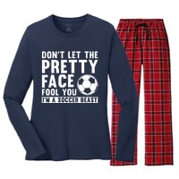 Cool Soccer For Wo Teen Soccer Lover Player Sports Women's Long Sleeve Flannel Pajama Set 