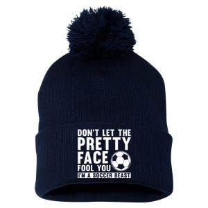 Cool Soccer For Wo Teen Soccer Lover Player Sports Pom Pom 12in Knit Beanie