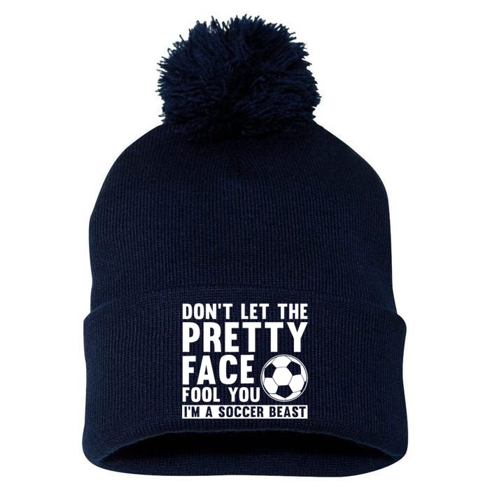 Cool Soccer For Wo Teen Soccer Lover Player Sports Pom Pom 12in Knit Beanie