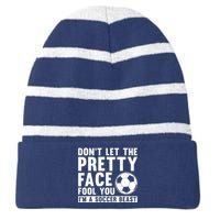 Cool Soccer For Wo Teen Soccer Lover Player Sports Striped Beanie with Solid Band