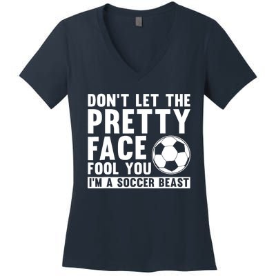 Cool Soccer For Wo Teen Soccer Lover Player Sports Women's V-Neck T-Shirt