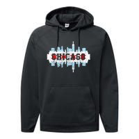 Chicago Skyline Flag City Illinois Souvenir Performance Fleece Hoodie