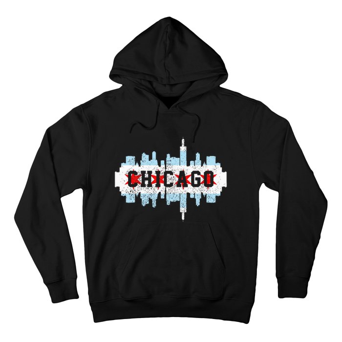 Chicago Skyline Flag City Illinois Souvenir Hoodie