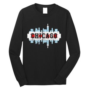 Chicago Skyline Flag City Illinois Souvenir Long Sleeve Shirt