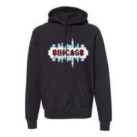 Chicago Skyline Flag City Illinois Souvenir Premium Hoodie