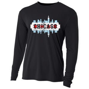 Chicago Skyline Flag City Illinois Souvenir Cooling Performance Long Sleeve Crew