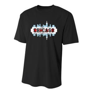 Chicago Skyline Flag City Illinois Souvenir Youth Performance Sprint T-Shirt