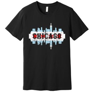 Chicago Skyline Flag City Illinois Souvenir Premium T-Shirt