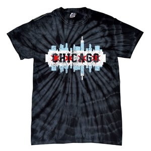 Chicago Skyline Flag City Illinois Souvenir Tie-Dye T-Shirt