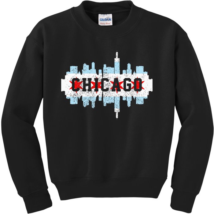 Chicago Skyline Flag City Illinois Souvenir Kids Sweatshirt