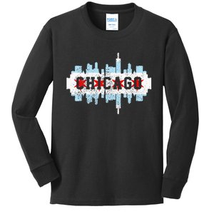 Chicago Skyline Flag City Illinois Souvenir Kids Long Sleeve Shirt