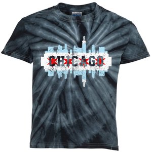 Chicago Skyline Flag City Illinois Souvenir Kids Tie-Dye T-Shirt